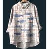 Summer Women's Loose Printed Round Neck Casual Plus Size Women's Long Sleeve T-shirt