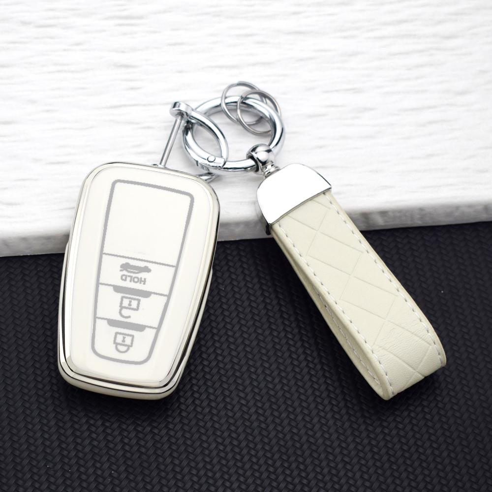 Tpu Car Key Case For Toyota Camry Chr Corolla Rav4 Avalon Land Cruiser Prado Prius 2/3/4 Buttons Key Cover Keychain Accessories