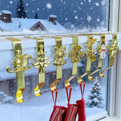 Yousheng 7 Stück/Set Weihnachtsstrumpfhaken Kaminsims Weihnachtsstrumpfhalter Festliche Strumpfaufhänger zum Aufhängen von Kränzen Ornamenten Geschenken