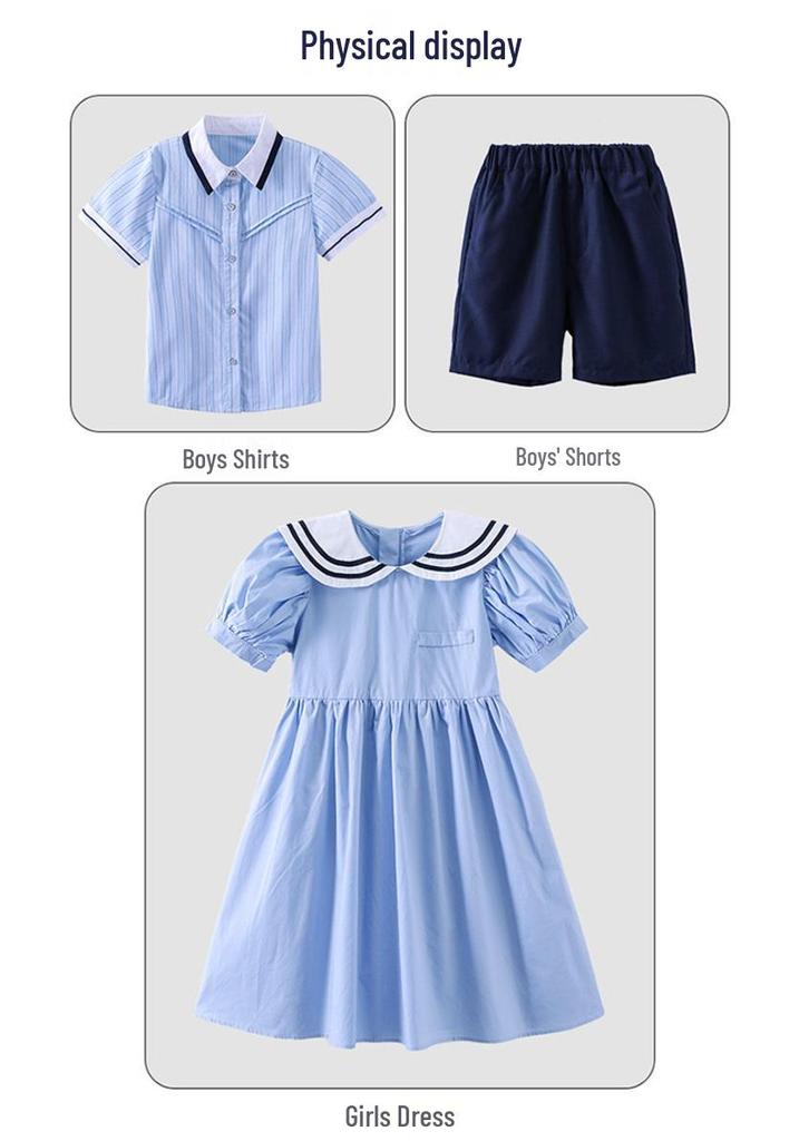 Set Uniforme Estiva Stile Britannico per Ragazzi e Ragazze - Camicia a Maniche Corte, Perfetto per le Foto della Maturità della Scuola Primaria