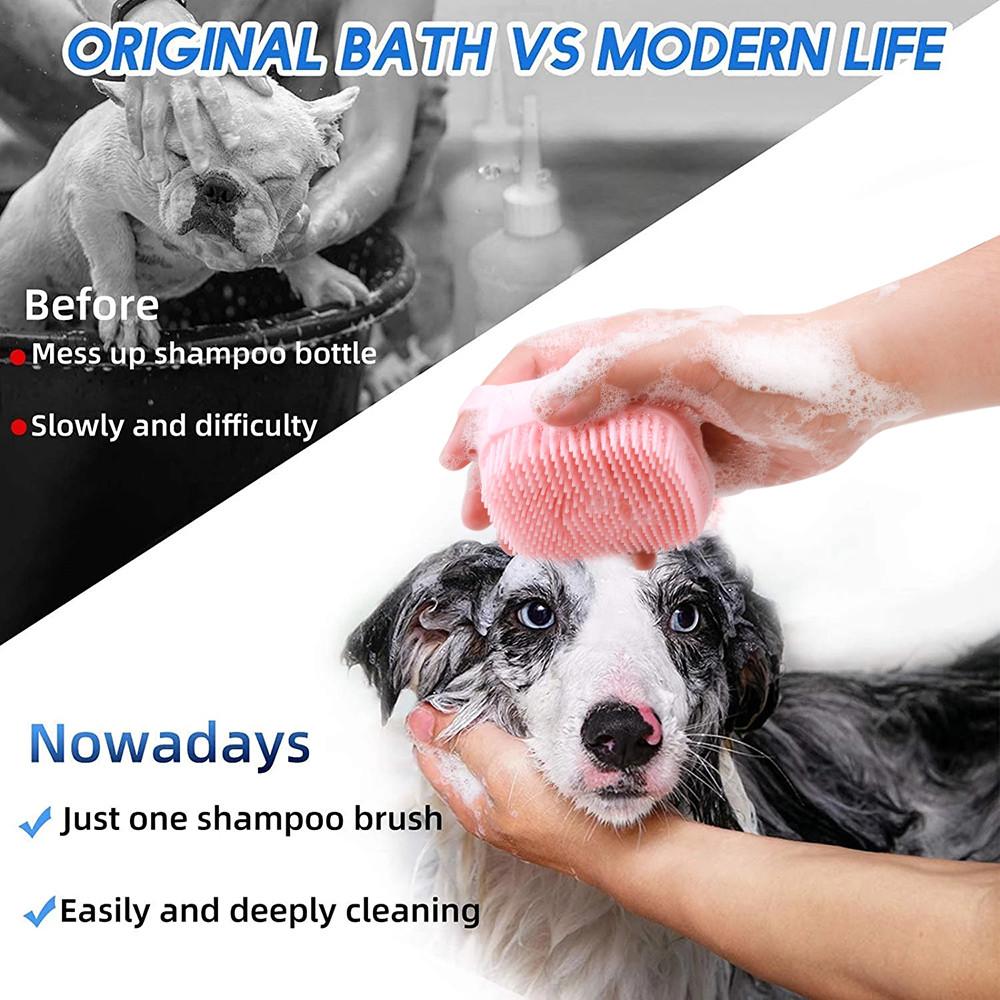 Cat Dog Pet Bath Brush Shampoo Massage Brush Puppy Cat Massage Comb Grooming Brush Soft Silicone Scrubber Shower Brushes Pet Accessories Cleaning