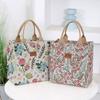 Aesthetic Floral Print Lunch Bag Insulated Large Capacity Lunch Bag Thermal Cooler Handbag For School Work Travel Picnic