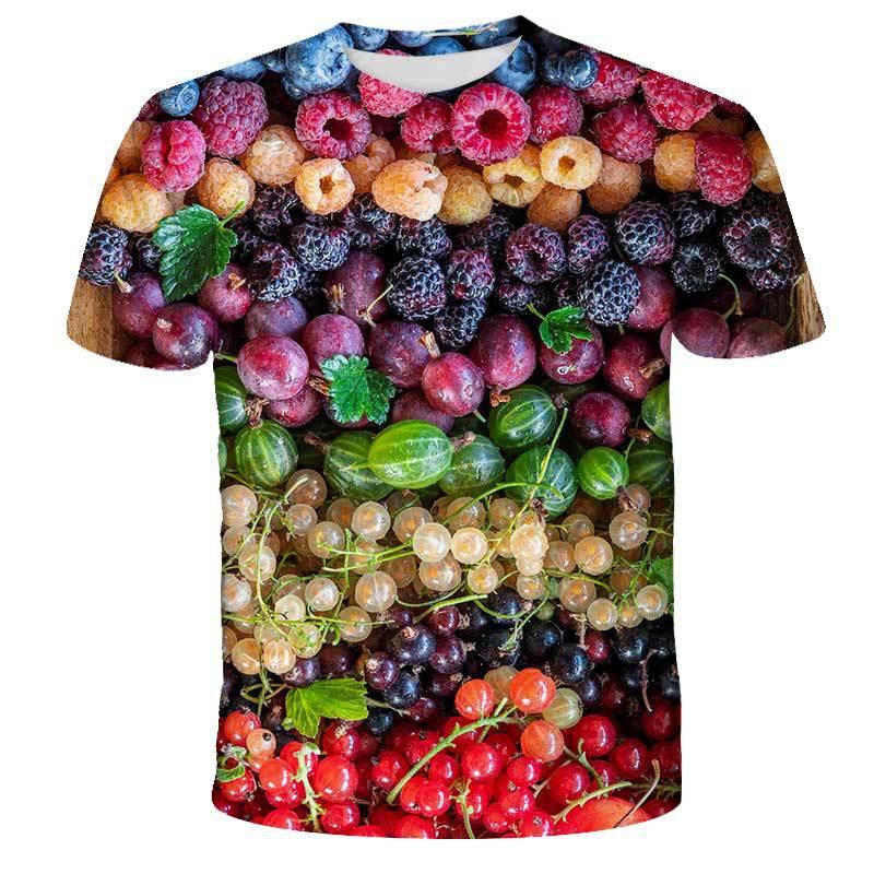

Strawberry Orange Fruit Pattern T-Shirt For Men Cake Dessert 3D Printed XXS