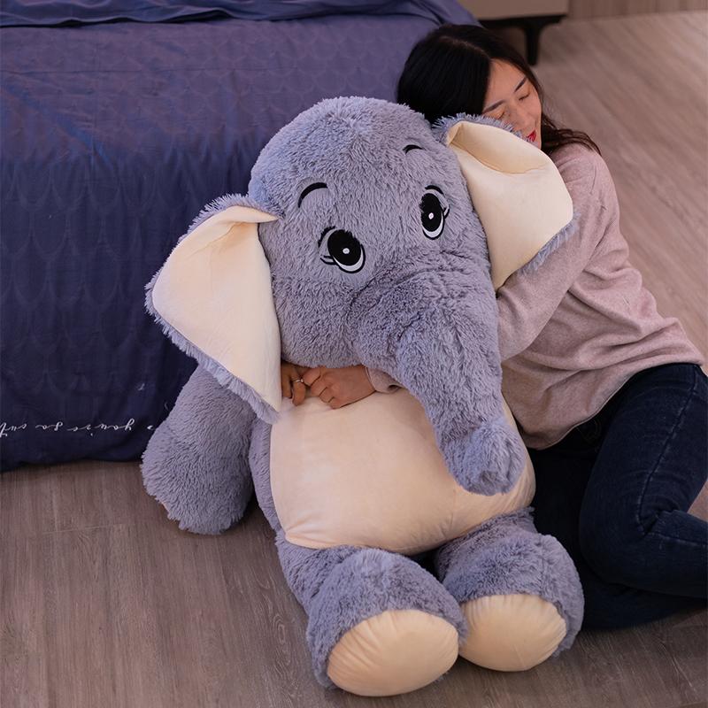 Giant Plush Elephant Toys Grey Stuffed Big Flappy Ears Long Plush Elephant Animal Toys for Christmas Gift