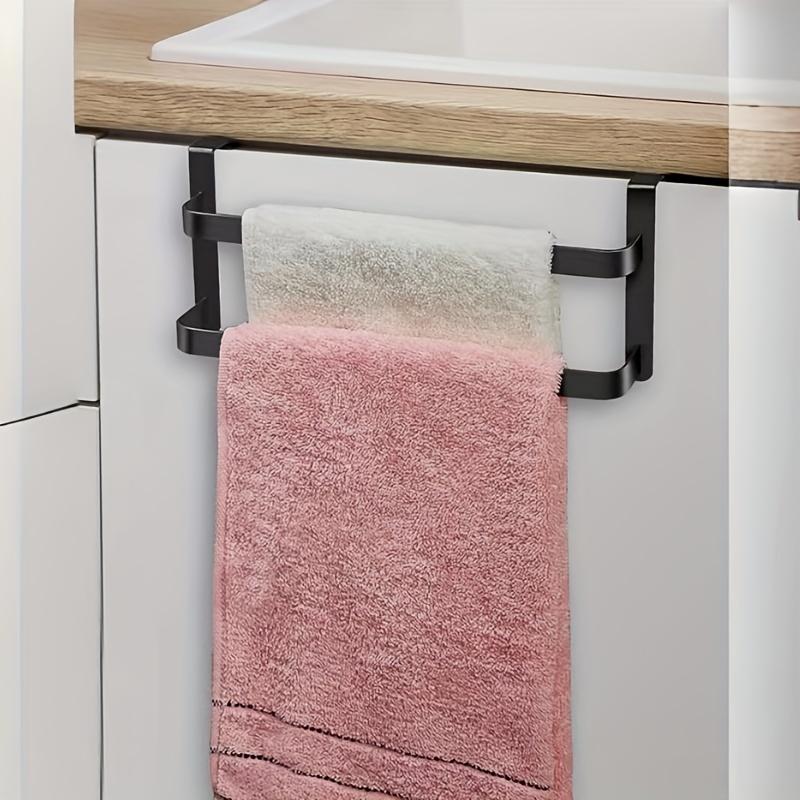 1pc/2pcs Kitchen Cabinet Towel Rack, Double Kitchen Towel Rack, Cabinet Door Towel Rail, Bathroom Double Towel Rail Rack, Can Hold Hand Towels/Dish