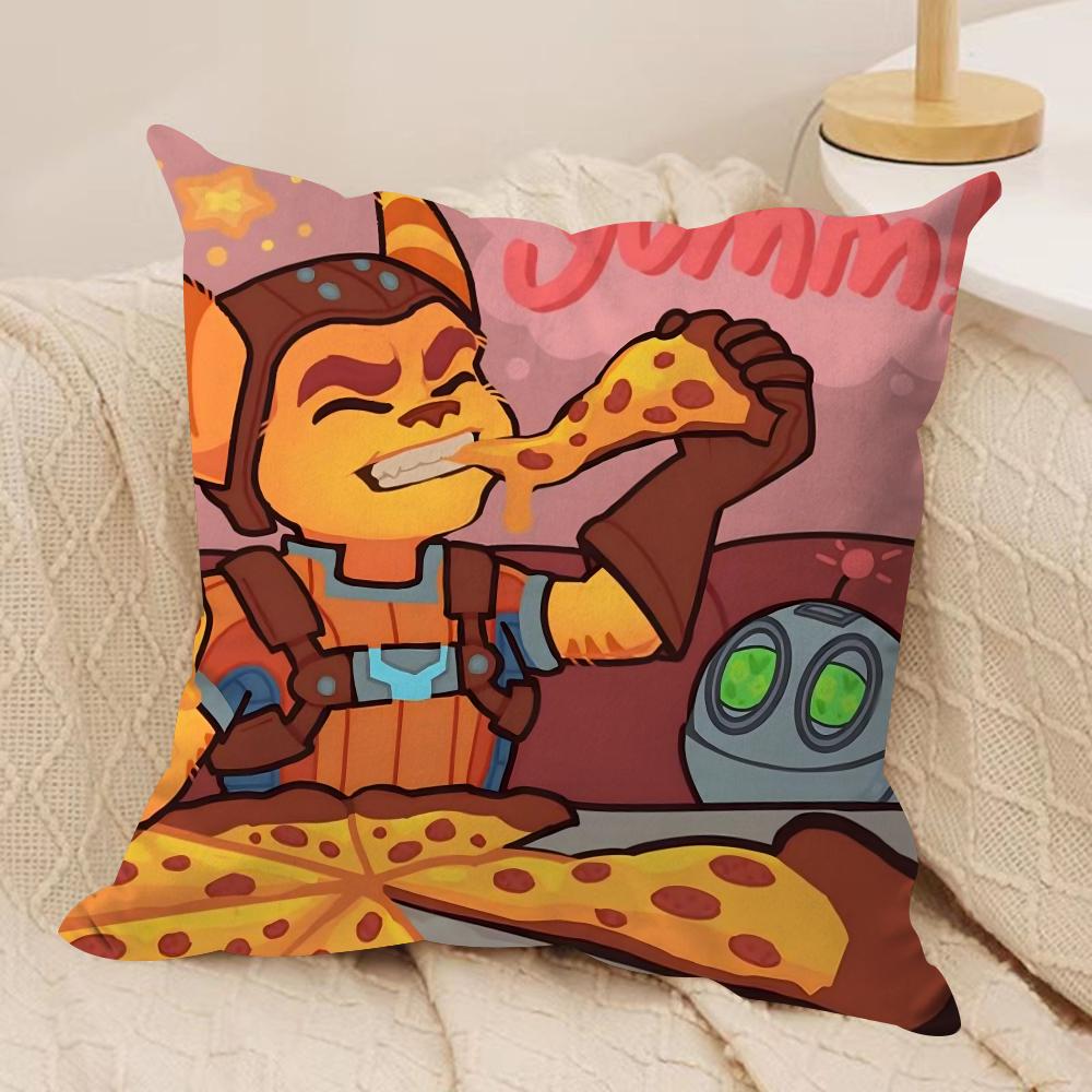 RRatchet N CClank Cushion Cover Silky Short Plush DoubleSided Printed Pillow Case for Sofa All Seasons Home Decor Gift