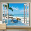 Scenic Landscape Hanging Cloth Natural Woods Beach Simulation Window Decoration Room Background Cloth Wall Painting Cloth