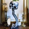 Skull Planter with Spine Stand Realistic Resin Skull Flower Pot Gothic Home Decoration Halloween Candy Bowl for Home Office Decor
