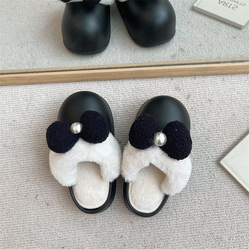 Зимние теплые тапочки с бантом для женщин — фото 9