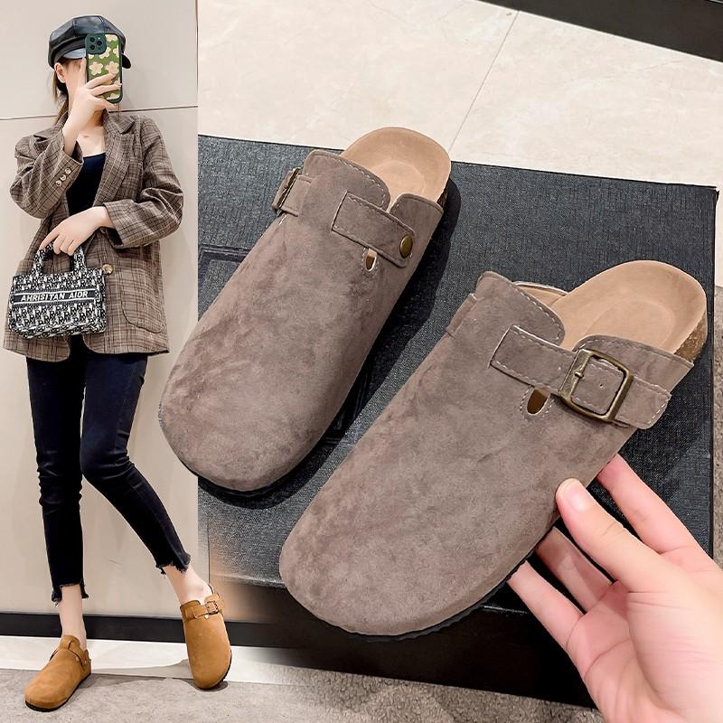 Fashion Comwarm Fashion Clogs Slippers For Women Men Cork Mules Soft Suede Clogs Flats Slippers Outdoor Beach Slippers With Arch Support