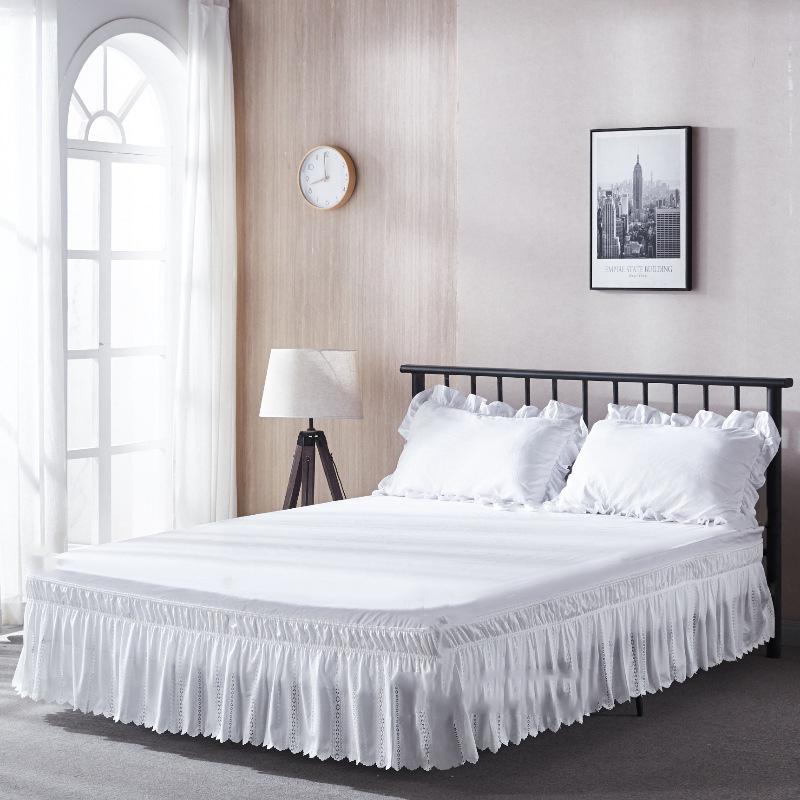 Elegant Lace Bed Skirt Embroidery Ruffles Lace Bed Skirt With Adjustable Belts Bed Cover Mattress Protector (No Pillowcase)