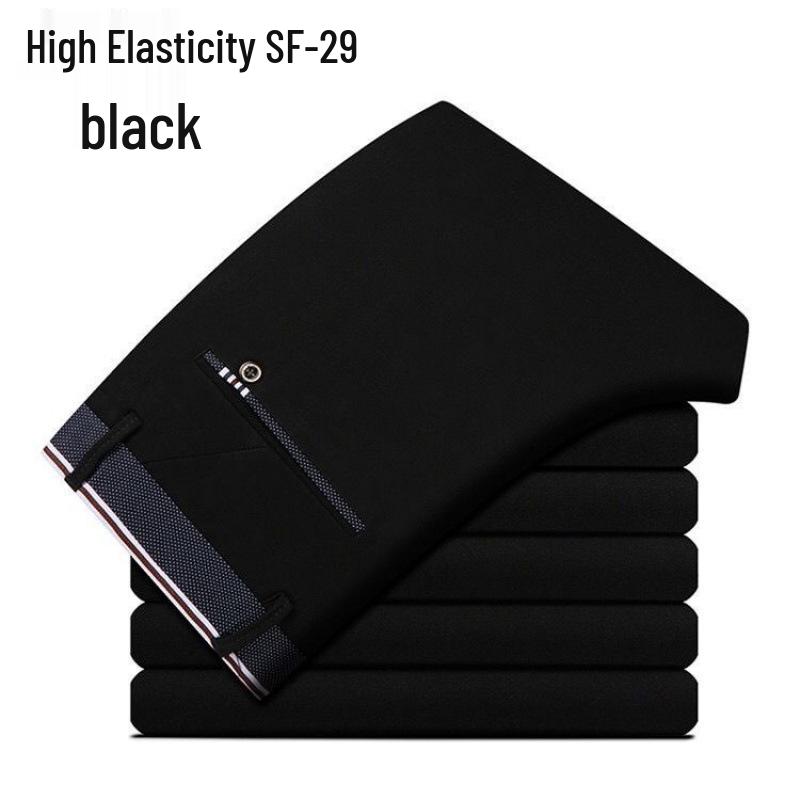

2025 Summer Slim Fit Wrinkle-Resistant Elastic Trousers for Youth Men 32 Waist 80cm