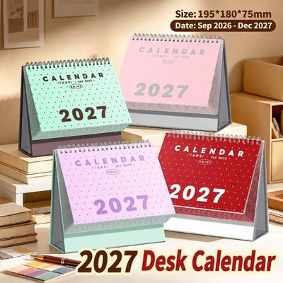 With Stickers Desk Calendar Wire Binding 2027 Calendar Stylish Flip Desk Calendar  For Students