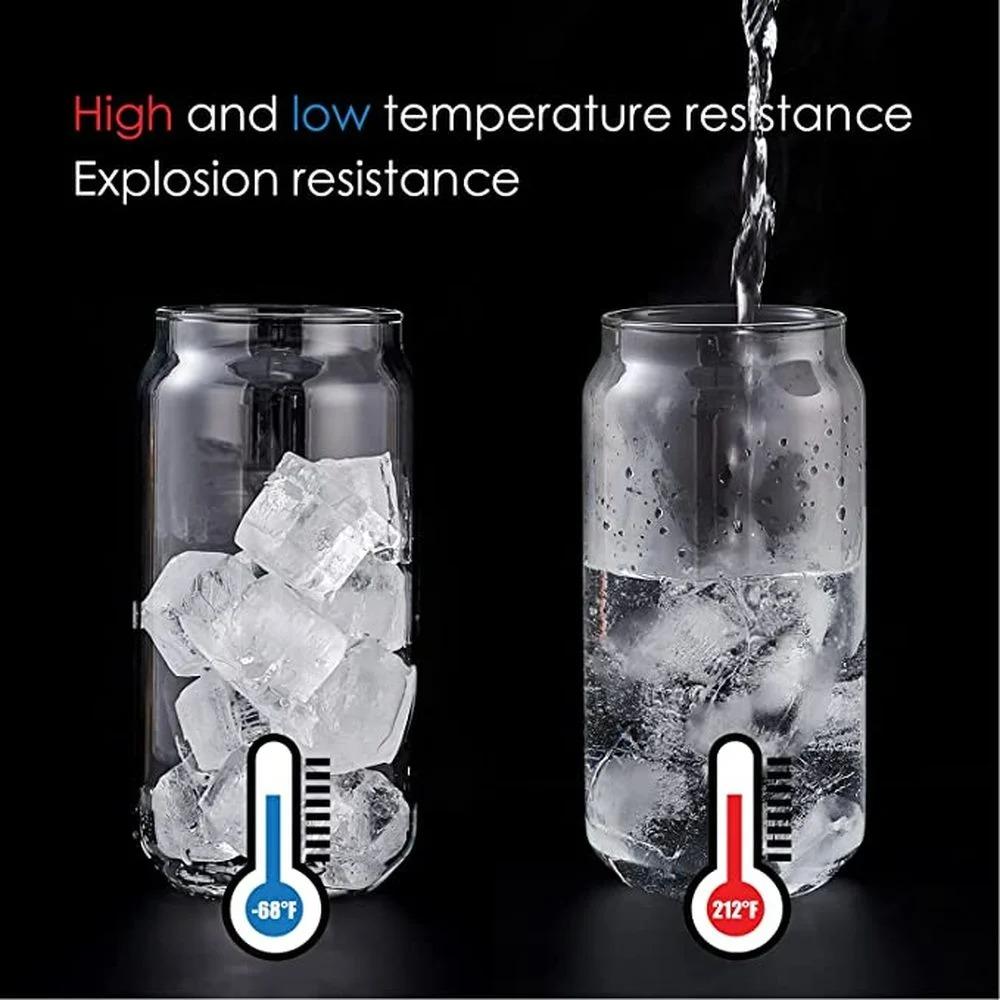 2/1PCS Glass Cup with Lid and Straw Bubble Tea Cup Juice Glass Beer Can Milk Mocha Cups Breakfast Mug Drinkware Transparent Cup