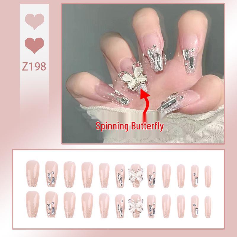 Luxurious Transparent Blush Bubble Rose Press-On Nail Set with Wearable Stickers