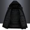 Men's Hooded Down Coat Winter Thick Cotton-padded Jacket Solid Color Slim Coat White Duck Down Thermal Jacket