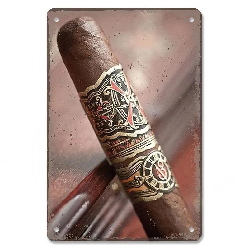 Metal Tin Poster Cigar Plaque Retro Metal Plate Gentleman Smoke Cigar Whisky Vintage Metal Tin Sign Bar Club Man Cave Wall Decor