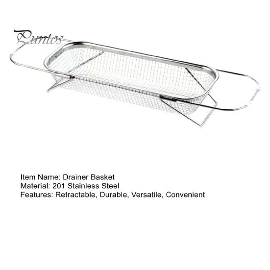 Heat Resistant Drainer Basket Sink Stainless Steel Expandable Colander Versatile Strainer for Vegetables Fruits Pasta Dishes