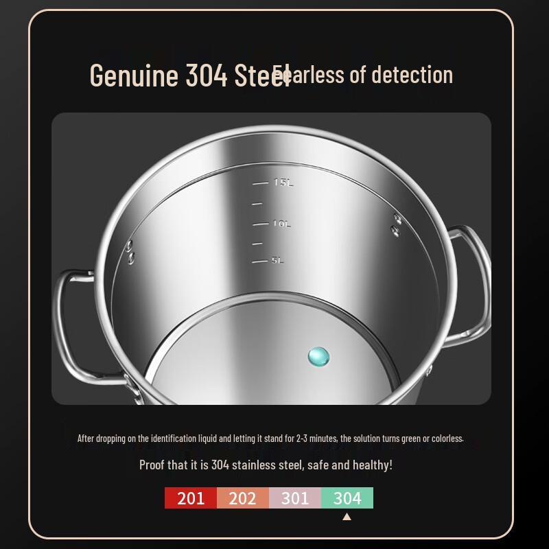 WuTuo 304 Stainless Steel Commercial Soup Pot with Lid