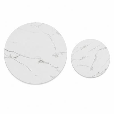 Elegante ronde tafelblad in wit marmerlook, 2 maten diameter 70 cm & diameter 50 cm, duurzaam melamine oppervlak