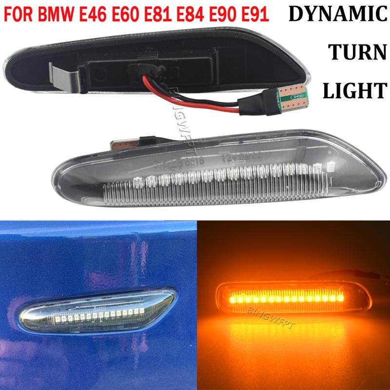 1Pair For BMW 3 Series E90 Sedan (Not for M3) 2007-2011 LED Dynamic Turn Signal Blinker Side Marker Mirror Indicator Light
