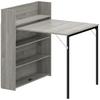 Kitchen Table, Folding Dining Table, with 4-Tier Shelves, Modern Drop-Leaf Table, Grey Wood Effect