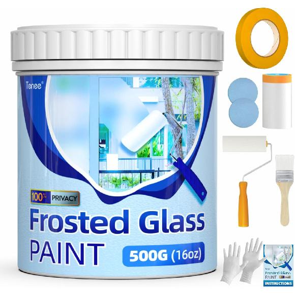 Frosted Glass Paint for Window 16oz & Waterproof Window Privacy Paint 500g, Frosted Glass Window Film, UV Resistant Frosted Glass Spray for Glass