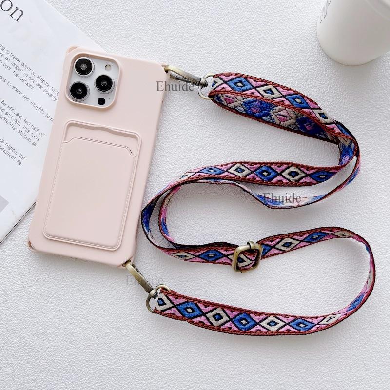 Vintage Strap Case For iPhone 16 14 11 12 Mini 13 Pro Max X XS 7 8 15 Plus Crossbody Lanyard Neck Cord Silicone Card Slot Cover