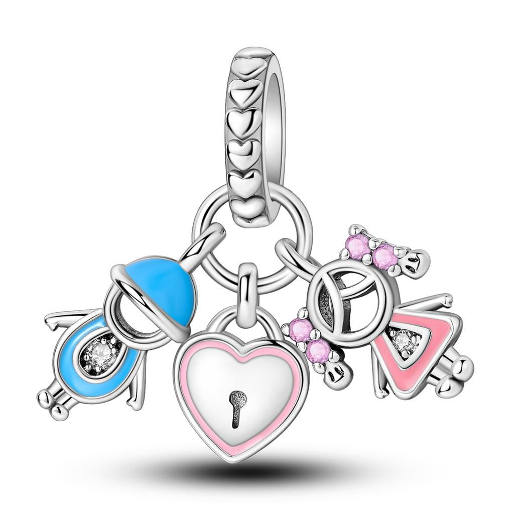 Copper Plated Beads For Woman Charms Pendants Heart Shape Perfume Fit Original Pan Bracelet Diy Fashion Jewelry
