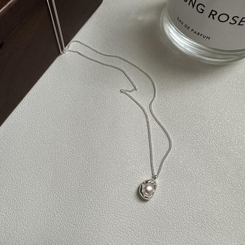 S925 Sterling Silver Pearl Pea Necklace - Korean INS Style, Fashionable & Simple Clavicle Chain