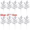 10/5PCS Christmas Glitter Artificial Pine Branches Xmas Tree Hanging Ornament Leaves Fake Plants Flower New Year Home Decoration