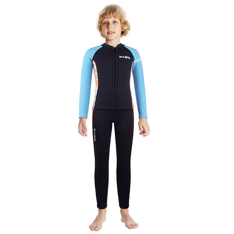 2.5mm Kids Neoprene Wetsuit Set Diving Snorkeling Winter Swimming Boys Long Sleeve Pants Thermal Protection