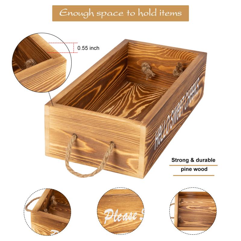 Double-sided Letter Wooden Storage  Box With Rope Household Decorative Ornaments