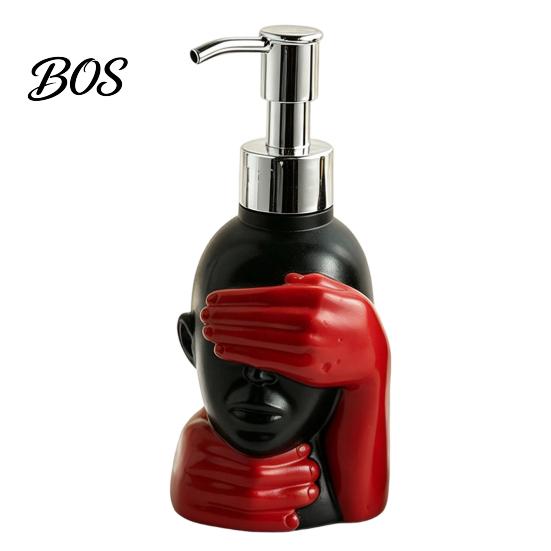 Badezimmer Seifenspender 200ml Flasche, Sanfte Schaumbildung Künstlerisches Schwarz-Rot Design Spender Große Kapazität für Dekoration