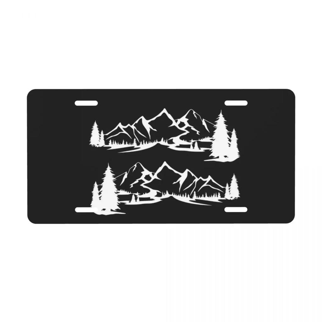Novelty Deer In The Mountains Decorative Metal License Plate Compass Camper Aluminum Car Front Vanity Tag 6x12 Inch