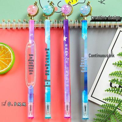 Creative Crystal Flower Pen - Water-Based Neutral Ink, Fun Text Design, Pull-off Cap, Cute Stationery for Students