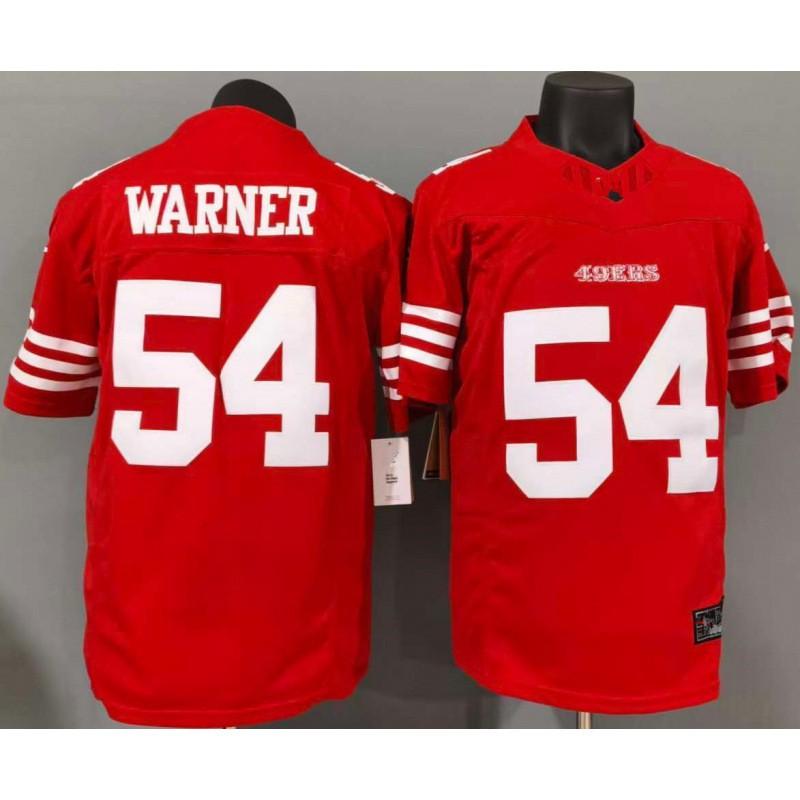 San Francisco 49ers 54 Warner Red NFL Jersey Mens Authentic Style Embroidered Football Uniform