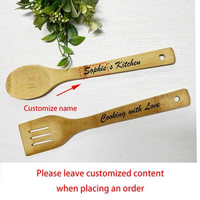 Colher e Espátula de Madeira Personalizadas Presente de Casamento Casa Nova Utensílio de Cozinha Aniversário Dia das Mães Natal Suprimentos de Culinária