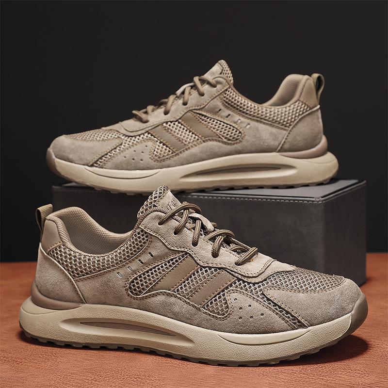 FashionOutdoor Non-Sli Sneakers for Men Breathable Mesh Casual Footwear Solid Color Running Leisure Sports Shoes Versatile Man Trainers