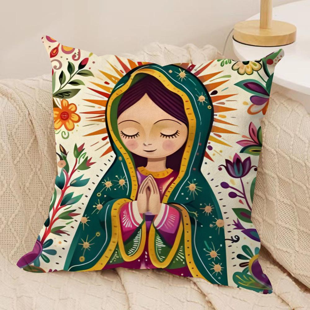 

Our Lady of Guadalupe Cushion Cover Short plush Doublesided Print Square Throw Pillow Covers Sofa Home Cushion Decor 30x30cm