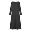Fashionable Knitted Long Sleeve V-Neck Dress Casual Women's Maxi Dress Rabbit Fur Material Loose Waist Ankle-Length Skirt