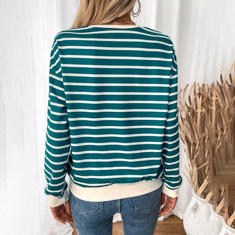 Yiyi Retro Women's Color Block Striped Pullover Hoodie for Spring/Autumn 2025