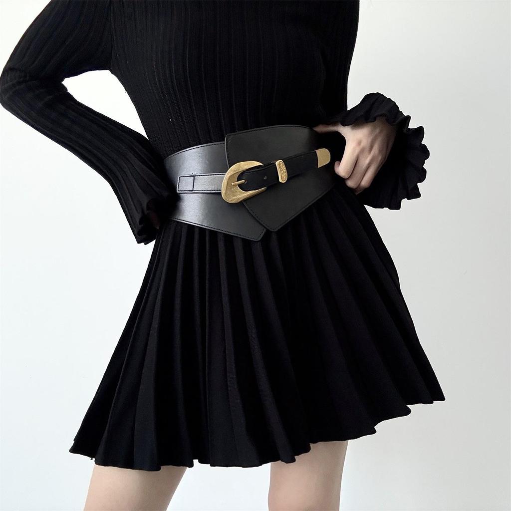 Retro Leather Elastic Belt - Light Luxury & Versatile Waist Chain for Autumn/Winter