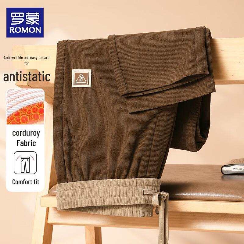 

ROMON Men s Corduroy Straight-Leg Casual Trousers 2XL
