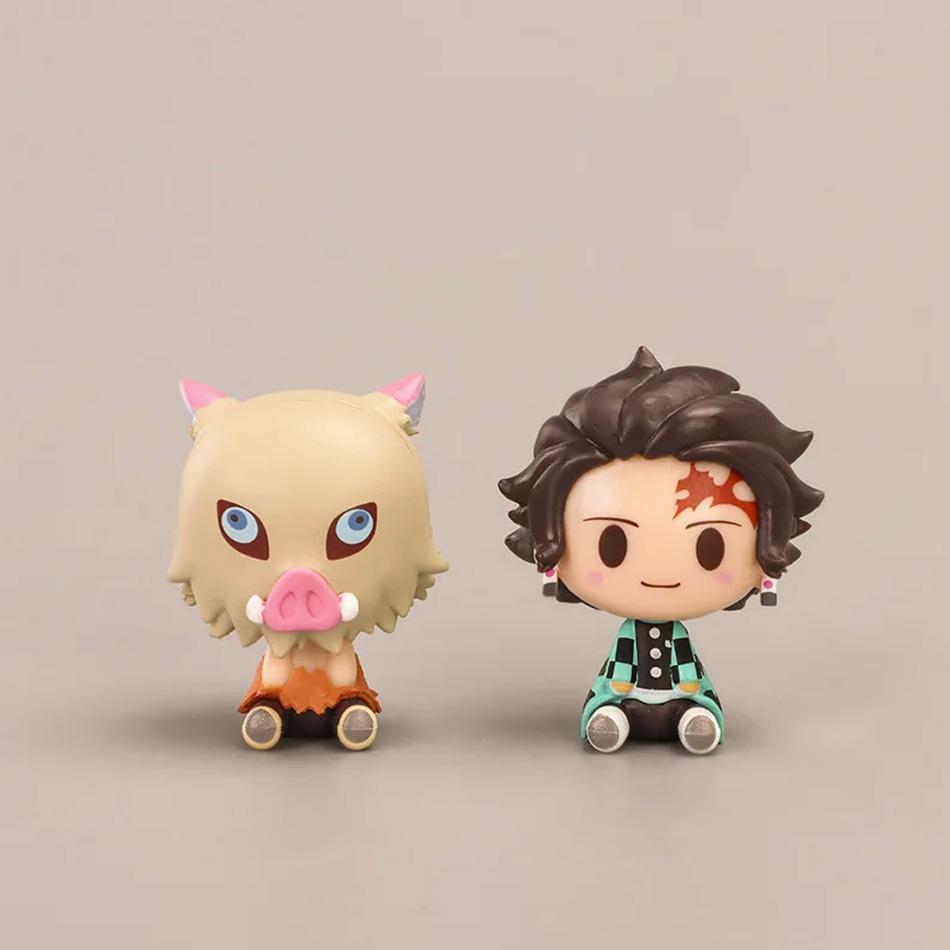 4Pcs/Set Demon Slayer Kamado Tanjirou Nezuko Figure Toys Q Version Kimetsu No Yaiba Agatsuma Zenitsu Action Figurine Model Dolls