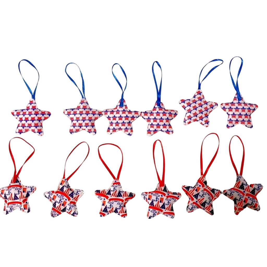 12er-Pack sternförmige Hängedekorationen aus Baumwollstoff Geeignet für patriotische Feiertagsveranstaltungen Unabhängigkeitstag und Nationale Feiern
