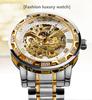 FORSINING Winner Retro Manual Skeleton Watch with Diamond Carving Flower Craft Roman Numerals Silver White Men