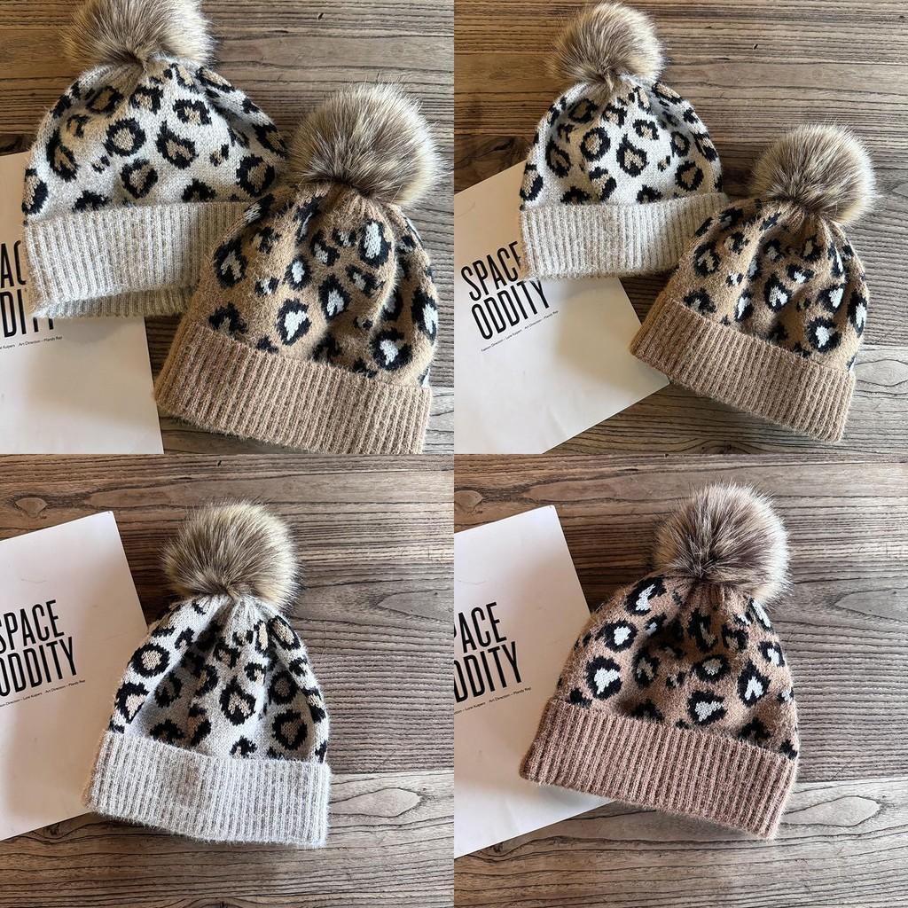 Fashion Leopard Print Pattern Womens Casual Warm Knitted Hat For Winter