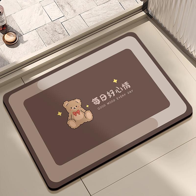 Mata podłogowa z ziemi okrzemkowej, kreskówkowa mata podłogowa do łazienki, silnie chłonna, domowa, pod drzwi toalety, antypoślizgowa mata