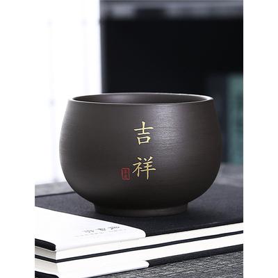 200ml Purple Clay Tea Cup with Gold Embellishments, Auspicious Ruyi Master Cup, Ceramic Tasting Cup, Household Water Cup